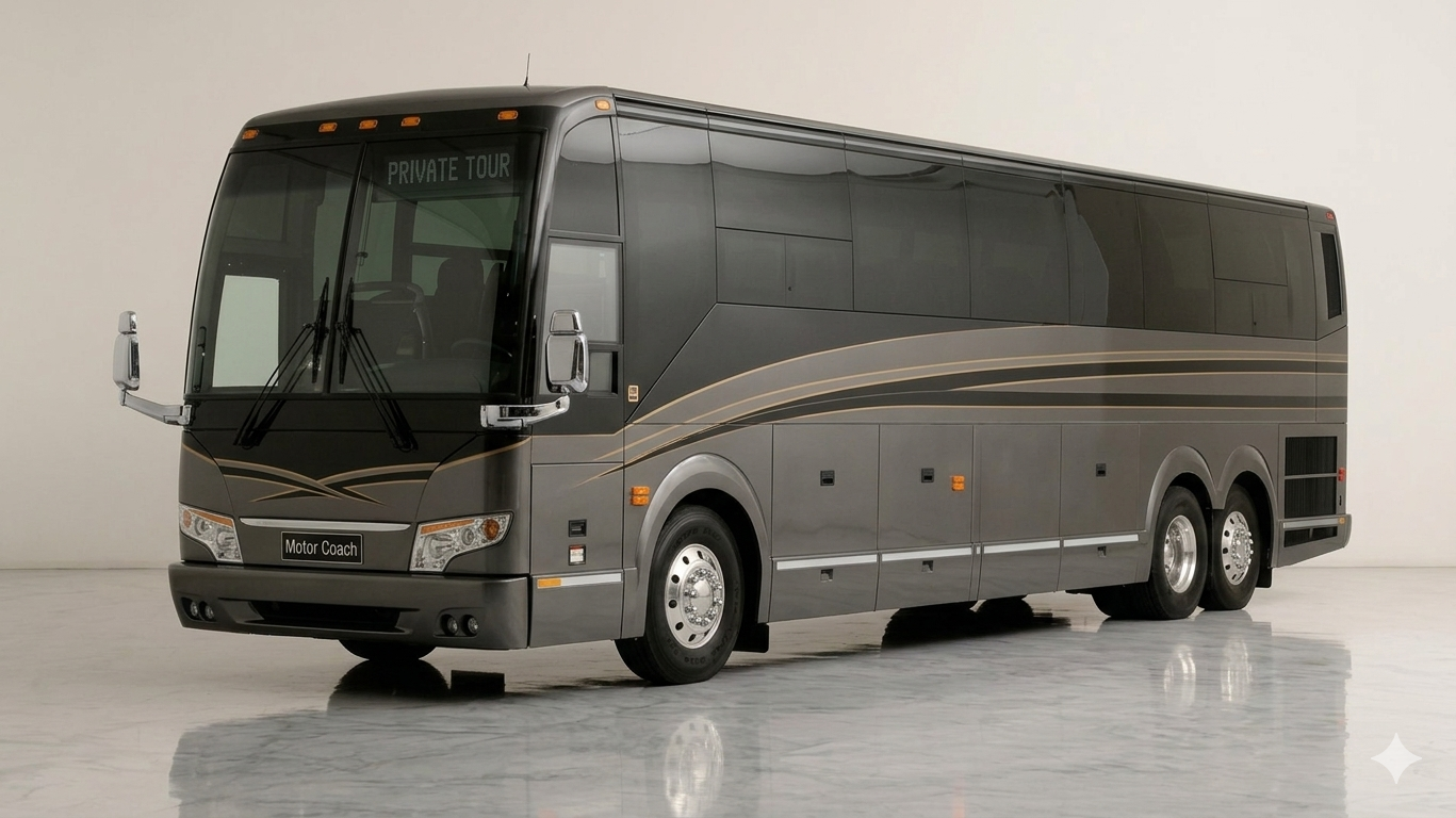56-passenger motor coach for large events and corporate charters