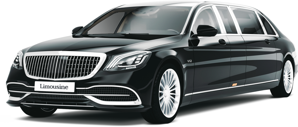 Luxury limousine decorated for a Bay Area wedding with professional chauffeur
